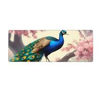 YYHWHJDE Oriental Peacock On Flower Tree Pattern Extra Large Mouse Pad, Computer Office Anti Slip Gaming Keyboard Thickened Version 12x31.5in