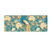 YYHWHJDE Oriental Peacock On Flower Tree Pattern Extra Large Mouse Pad, Computer Office Anti Slip Gaming Keyboard Thickened Version 12x31.5in