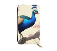 YYHWHJDE Oriental Peacock on Flower Tree Picture Quality Leather Long Clutch Wallet Designed for Fashion Girls and Women Stylish 7.48 x 4.13 in