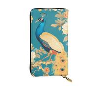 YYHWHJDE Oriental Peacock on Flower Tree Printing Quality Leather Long Clutch Wallet Designed for Fashion Girls and Women Stylish 7.48 x 4.13 in