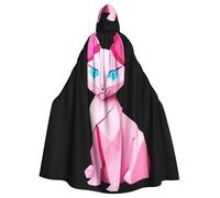 YYHWHJDE Origami Pink Cat Picture Halloween Adult Hooded Cape Cloak No Zipper, Comfortable For Costume Parties