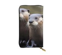 YYHWHJDE Otters Pattern Leather long clutch wallet Designed for fashion girls and women stylish and personalized 7.48 x 4.13 in, Black, One Size