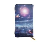 YYHWHJDE Outer Space Planets Picture Leather long clutch wallet Designed for fashion girls and women stylish and personalized 7.48 x 4.13 in, Black, One Size