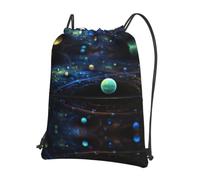 YYHWHJDE Outer Space Planets Prints Drawstring Backpack - Lightweight Water-Resistant Sport Gym Bag with Zipper Pocket for Travel & Hiking
