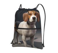 YYHWHJDE ovely Pet Dog Beagle Picture Drawstring zipper Backpack Suitable for outdoor leisure hiking 15.3 X 18in (L X H), Black, One Size