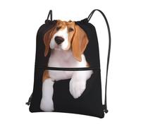 YYHWHJDE Ovely Pet Dog Beagle Prints Drawstring Backpack - Lightweight Water-Resistant Gym Bag with Zipper Pocket for Travel & Sports