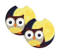 YYHWHJDE Owl and Yellow Moon Prints Car Cup Coasters 2-Pack - Premium Neoprene Drink Throws, Protect Cup Holders & Enhance Your Drive - Waterproof, Non-Slip Grip