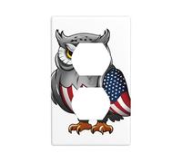 YYHWHJDE Owl Carrying National Flag Prints Double Socket Wall Panel Decorative for Residential and Commercial Areas 4.5x2.76in