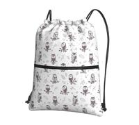 YYHWHJDE Owl Tree Branches Prints Drawstring Backpack Waterproof Gym Bag - Lightweight Foldable Sport Cover with Zipper Pocket for Travel Hiking