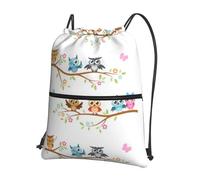 YYHWHJDE Owls On A Branch Prints Drawstring Backpack - Lightweight, Waterproof Sport Throw Cover for Gym, Travel & Everyday Essentials