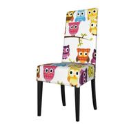 YYHWHJDE Owls On Tree Branches Prints Dining Chair Throw Covers - Stretchable Slipcovers, Ideal for Renewing Furniture & Protecting from Kids & Pets!