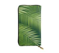 YYHWHJDE Palm Tree Green Leaves Picture Quality Leather Long Clutch Wallet Designed for Fashion Girls and Women Stylish 7.48 x 4.13 in