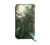 YYHWHJDE palm tree leaves Printed Leather long clutch wallet Designed for fashion girls and women stylish and personalized 7.48 x 4.13 in, Black, One Size