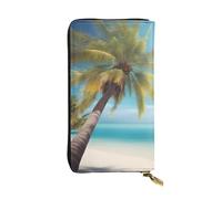 YYHWHJDE Palm Trees and Clear Sea Printing Quality Leather Long Clutch Wallet Designed for Fashion Girls and Women Stylish 7.48 x 4.13 in