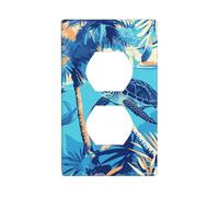 YYHWHJDE Palm Trees and sea Turtles Diving Underwater Pattern Double Socket Wall Panel Decorative is Durable and Suitable for Socket Light Switch Accessories 4.5x2.76in