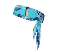 YYHWHJDE palm trees and sea turtles diving underwater Pattern Sports Double-Sided Headscarf Quick Drying, Moisture Wicking for Women, Girls, and Men