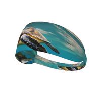 YYHWHJDE Palm Trees and Sea Turtles Diving Underwater Picture Sports Headband for Women Sweat Proof Bandeau Summer Elastic Band