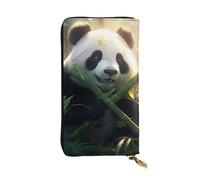 YYHWHJDE Panda bamboo Prints Leather long clutch wallet Designed for fashion girls and women stylish and personalized 7.48 x 4.13 in, Black, One Size