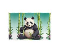YYHWHJDE Panda Bamboo Prints Placemats Set of 6 12x18in - Engineered for Durability & Heat Resistance with Quality Polyester