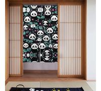YYHWHJDE Panda cute face Pattern Curtain 2 Pcs Spliced 34x56in Good Drape, Smooth and Not Easily Wrinkled, Fabric curtains, room dividers