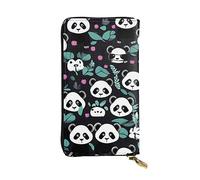 YYHWHJDE Panda cute face Pattern Leather long clutch wallet Designed for fashion girls and women stylish and personalized 7.48 x 4.13 in, Black, One Size