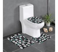 YYHWHJDE Panda Cute face Printed Three Piece Set of Bathroom Floor mats, Bathroom Shower mats, Anti Slip Quick Drying