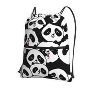 YYHWHJDE Panda Pattern Prints Drawstring Backpack - Lightweight Water-Resistant Gym Bag with Zipper Pocket for Travel & Sports