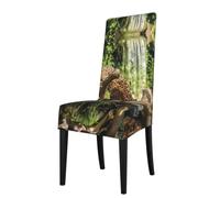 YYHWHJDE Panther on Tree Trunk Waterfall Prints Dining Chair Throw Covers - Stretchable Slipcovers, Ideal for Renewing Furniture & Protecting from Kids & Pets!