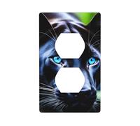 YYHWHJDE Panther with Blue Eyes Picture Double Socket Wall Panel Decorative is Durable and Suitable for Socket Light Switch Accessories 4.5x2.76in