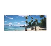 YYHWHJDE Paradise Beach Palm Trees Picture Extra Large Mouse Pad, Computer Office Anti Slip Gaming Keyboard Thickened Version 12x31.5in