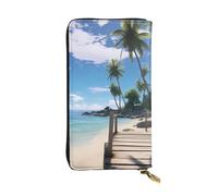 YYHWHJDE Paradise Beach Palm Trees Printing Quality Leather Long Clutch Wallet Designed for Fashion Girls and Women Stylish 7.48 x 4.13 in