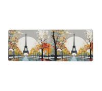 YYHWHJDE Paris City Tree Eiffel Tower Art Pattern Extra Large Mouse Pad, Computer Office Anti Slip Gaming Keyboard Thickened Version 12x31.5in
