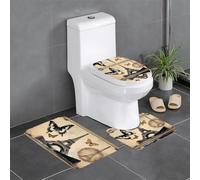 YYHWHJDE Paris Eiffel Tower Butterfly Picture Anti slip floor mat three piece set bathroom carpet anti slip durable