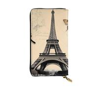 YYHWHJDE Paris Eiffel Tower Butterfly Picture Quality Leather Long Clutch Wallet Designed for Fashion Girls and Women Stylish 7.48 x 4.13 in