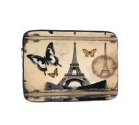 YYHWHJDE Paris Eiffel Tower Butterfly Prints Protective Shockproof Portable Laptop Sleeve Case 12 inch for Men and Women Business Travel, and Office Daily Use