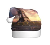 YYHWHJDE Paris Eiffel Tower France Prints Christmas Hat for Adult Soft, lightweight Holiday party use
