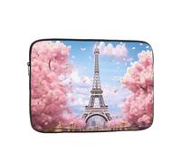 YYHWHJDE Paris Street Eiffel Tower Pink Floral Prints Protective Shockproof Portable Laptop Sleeve Case 15 inch for Men and Women Business Travel, and Office Daily Use