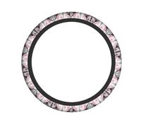 YYHWHJDE Paris Street Eiffel Tower Pink Floral Prints Steering Wheel Cover - Quality Neoprene Auto Accessories for Comfortable Grip, Durable Protection, & Stylish Interior Enhancement