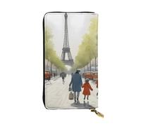 YYHWHJDE Paris Street Scene Eiffel Tower Picture Leather long clutch wallet Designed for fashion girls and women stylish and personalized 7.48 x 4.13 in, Black, One Size
