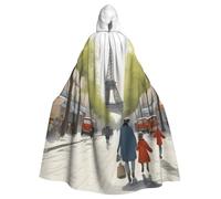YYHWHJDE Paris Street Scene Eiffel Tower Prints Halloween Adult Hooded Cloak for Parties and Costumes