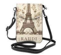 YYHWHJDE paris vintage postcard Picture Ladies' mobile phone with leather foreskin, crossbody flip cover, small adjustable shoulder strap