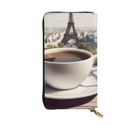 YYHWHJDE Parisian Coffee Eiffel Tower Picture Quality Leather Long Clutch Wallet Designed for Fashion Girls and Women Stylish 7.48 x 4.13 in