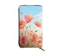 YYHWHJDE Pastel Poppies Printing Quality Leather Long Clutch Wallet Designed for Fashion Girls and Women Stylish 7.48 x 4.13 in