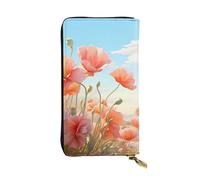 YYHWHJDE Pastel Poppies Prints Quality Leather Long Clutch Wallet Designed for Fashion Girls and Women Stylish 7.48 x 4.13 in