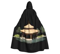 YYHWHJDE Pavilion at the pond Prints Halloween Adult Hooded Cloak for Parties and Costumes