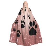 YYHWHJDE Paw Prints On Glitter Prints Adult Hooded Cloak is a super large, comfortable, and durable Halloween hooded poncho