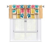 YYHWHJDE Paw Prints On Sticky Notes Prints Tier Curtains 54x18 Inch - 100% Polyester Peach Skin Window Layers for Lasting Performance