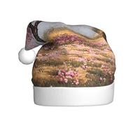 YYHWHJDE Peach tree with fallen flowers Pattern Christmas Hat for Adult Soft and Fluffy, Ideal for Long-Term Use