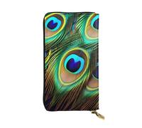 YYHWHJDE Peacock Feathers Picture Quality Leather Long Clutch Wallet Designed for Fashion Girls and Women Stylish 7.48 x 4.13 in
