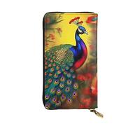 YYHWHJDE Peacock Flowers Prints Quality Leather Long Clutch Wallet Designed for Fashion Girls and Women Stylish 7.48 x 4.13 in